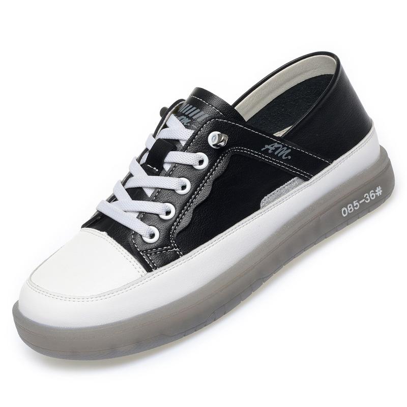 

Fashion Women s Lace-up Breathable Soft Leather Sneakers Casual Fashionable Sports Shoes Vulcanized Summer Flat Low Heel Shoes 35