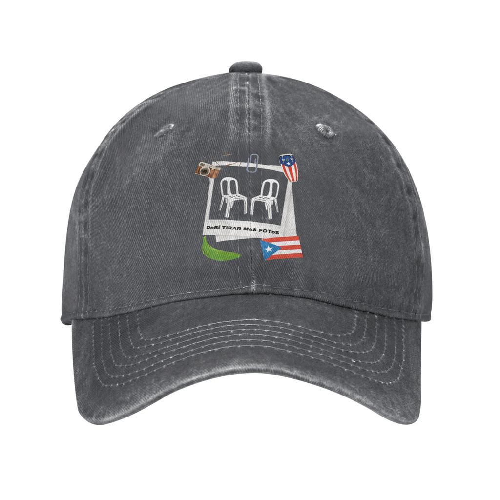Merch DeBi TiRAR MaS FOToS Chair Puerto Rico Flag Bad Bunnys Retro Denim Washed Baseball Caps Unisex Cowboy Womens Trucker Cap