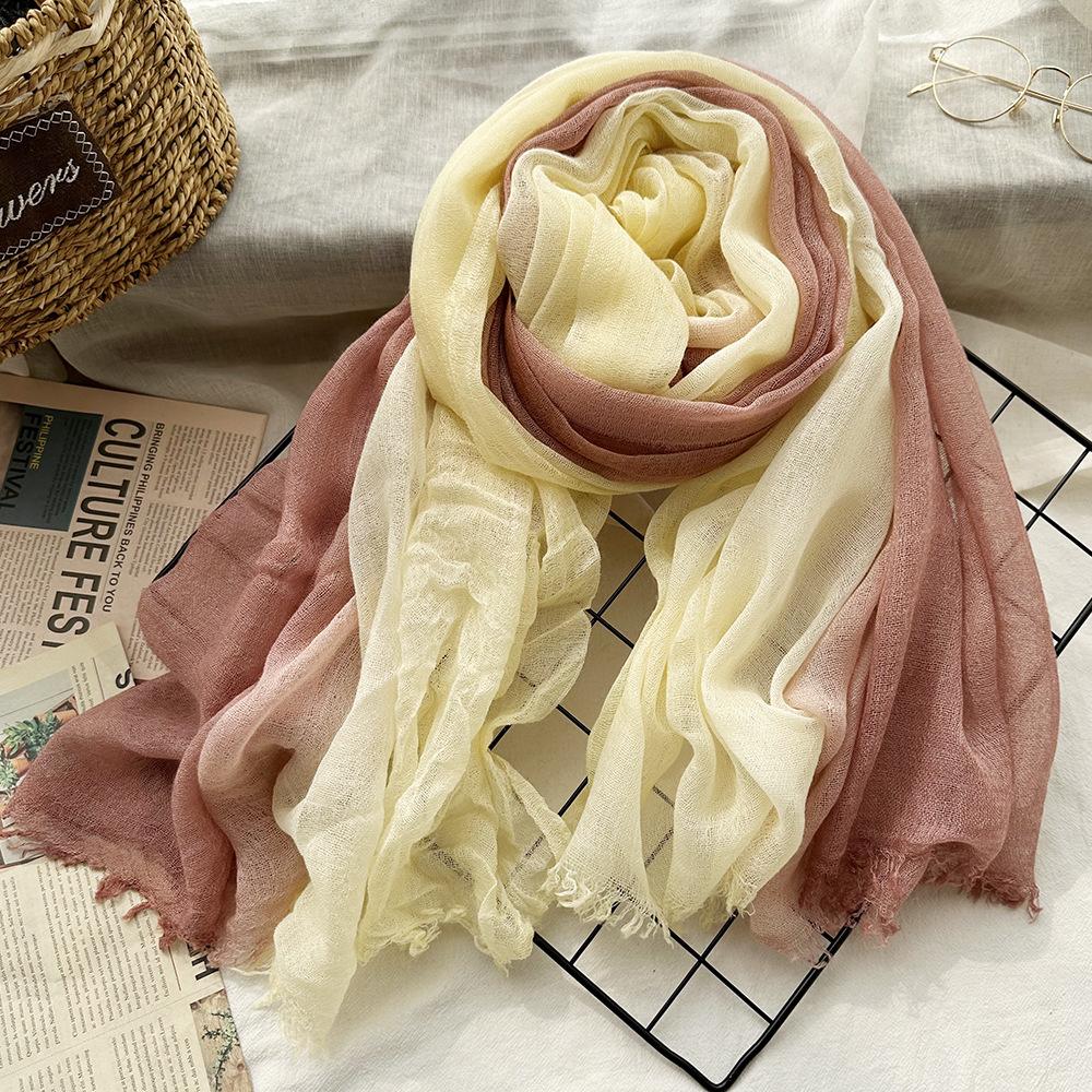Wool scarf new solid color handmade hanging dye women's gradual change of color soft high-end silk scarf travel photography with shawl