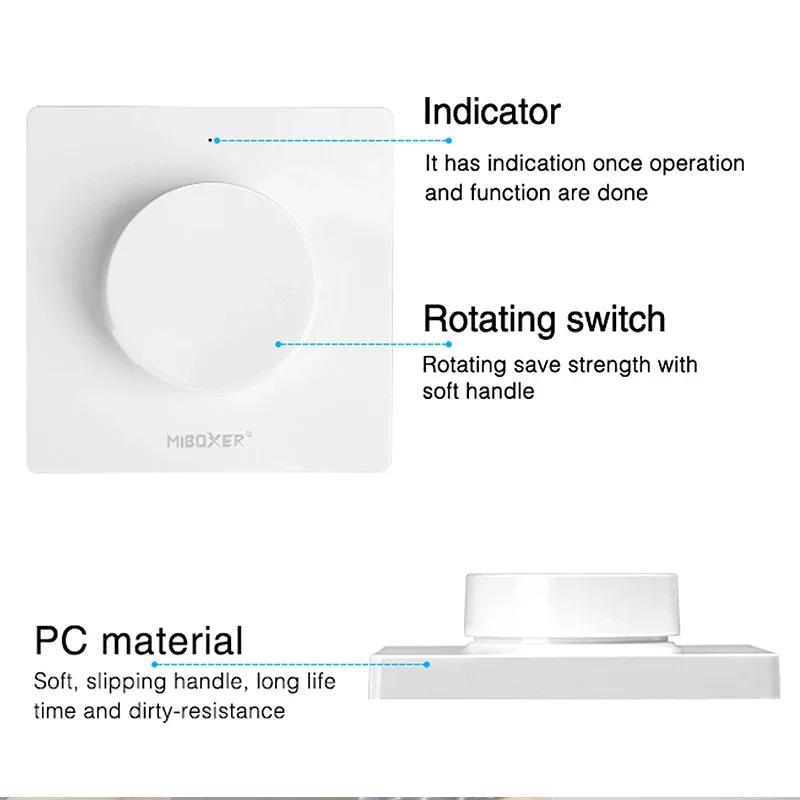 Miboxer K1 Rotating Switch Panel Remote Wifi Dimmer Dimmable 2.4G Brightness Color Temperature Controller White/Black Remote 3V