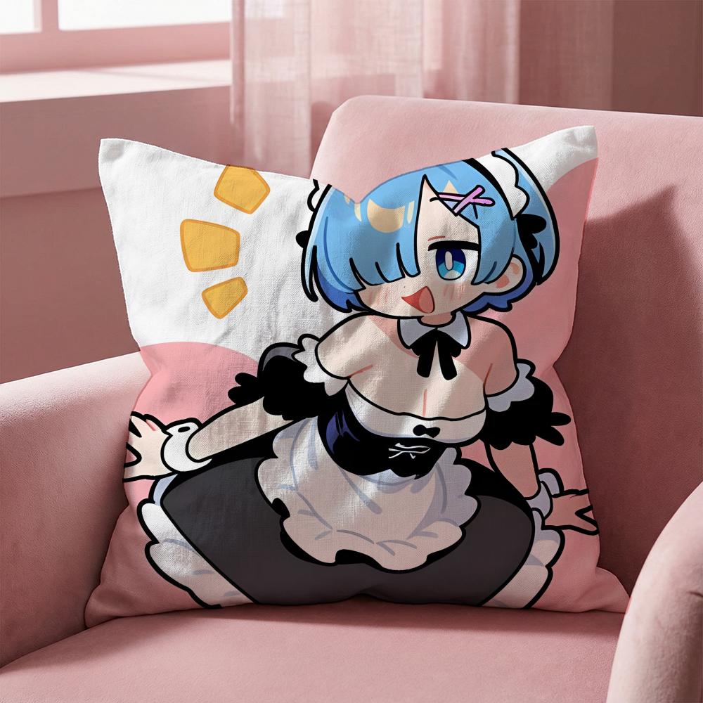 R-Re Zero ANIME Cushion Cover Multi-Scene Pillow Cover for Home & Car - Reversible, Soft & Durable for Daily Use