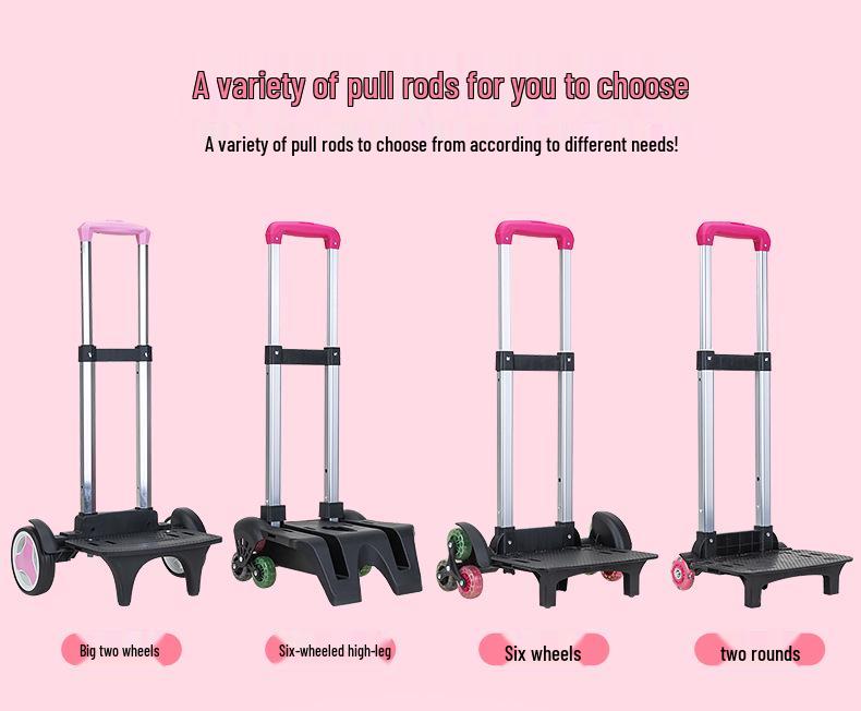 Velký batoh na kolečkách pro dívky 2.-4.-6. třídy, věk 7-12 let, s dvojitými ramenními popruhy