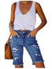 European Summer Tassel Ripped Skinny Cropped Jeans - Women's Mid-Waist Fashion