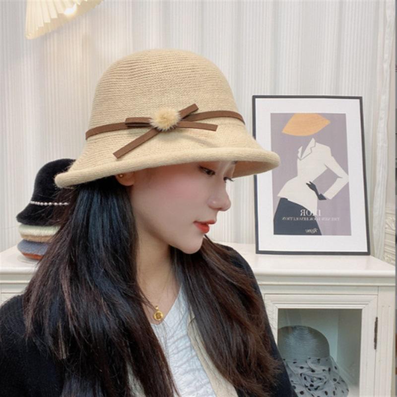 Curled Top Hat Autumn and Winter Thin Japanese Fashion Bucket Hat Sunscreen Visor Hat