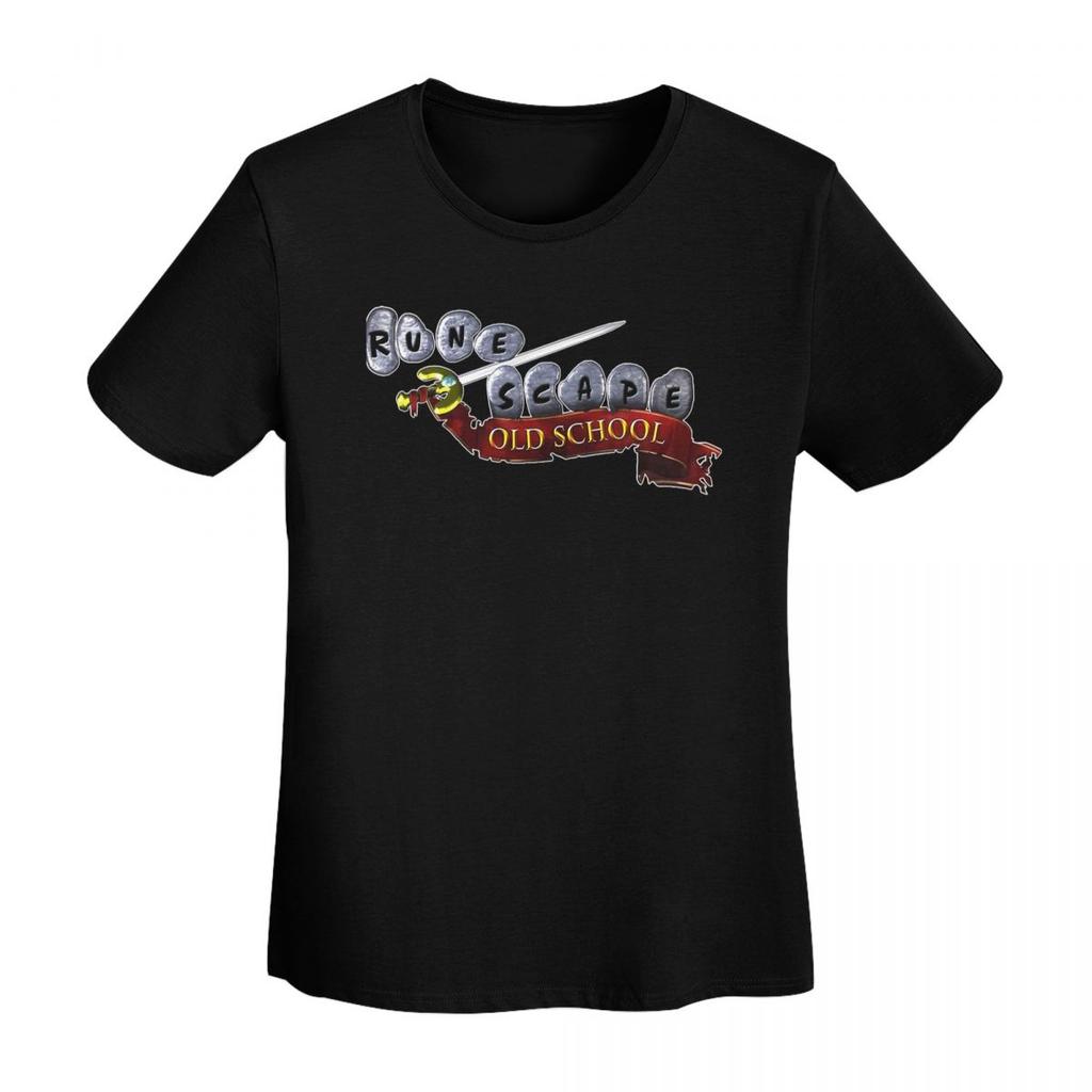 Runescape Oldschool Logo Camiseta Unisex para Mulheres Manga Curta Gola Redonda Roupas Algodão Camisetas de Verão Streetwear