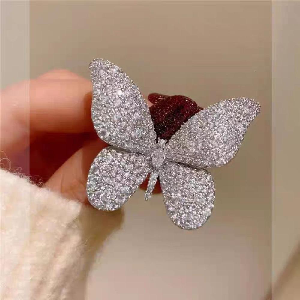 Diamond Butterfly Versatile Simple Brooch Flower Anti-light Pin Clothing Accessories Corsage