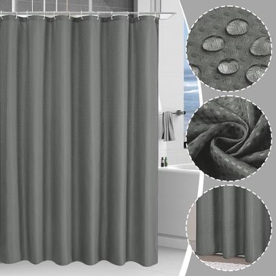 1pc Waterproof Shower Curtain Plain Waffle Mildew-proof Shower Curtain Bathroom Partition Curtain Home Living Room Decoration
