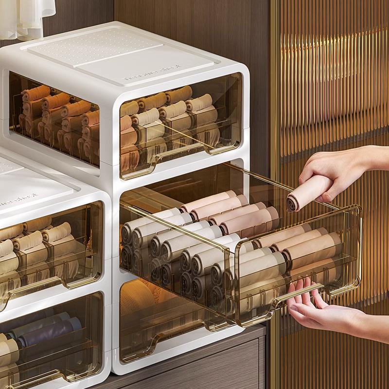 Three-in-One Drawer-Style Underwear, Sock & Panty Organizer Box