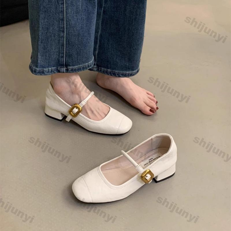 Fashion Elegant Medium Heel Women's Shoes Summer New Fashion Buckle Strap Mary Jane Shoes Comfortable Height Increase Luxury High Heels
