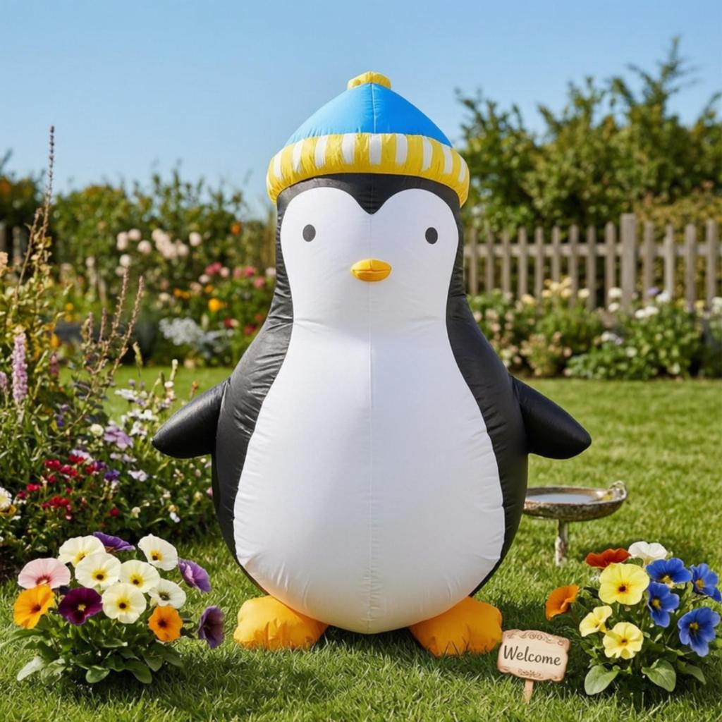 Inflatable Penguin with 5ft Outdoor Yard Decoration for Lawn, Garden