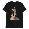 Camiseta Witch Lighting Cigarette While Burning At The Stake Personalidade Atitude Camisetas Unissex Verão Casual Camiseta Unissex