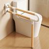 Folding Toilet Handrail Wood Grain Finish Rail Non-Slip Hinge Up