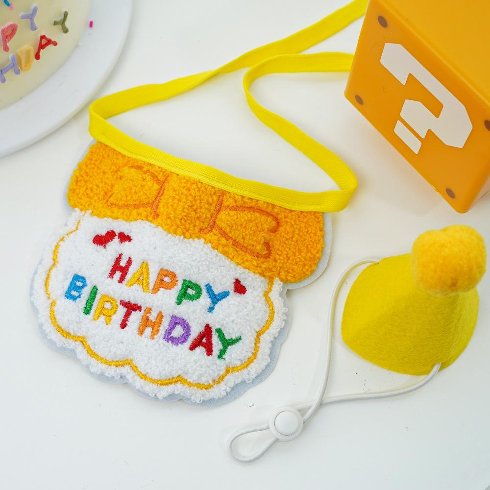 2025 Pet Birthday Hat Scarf Set Adjustable, Cat/Dog Birthday Supplies Mini Pet Saliva Towel Cat/Dog Supplies