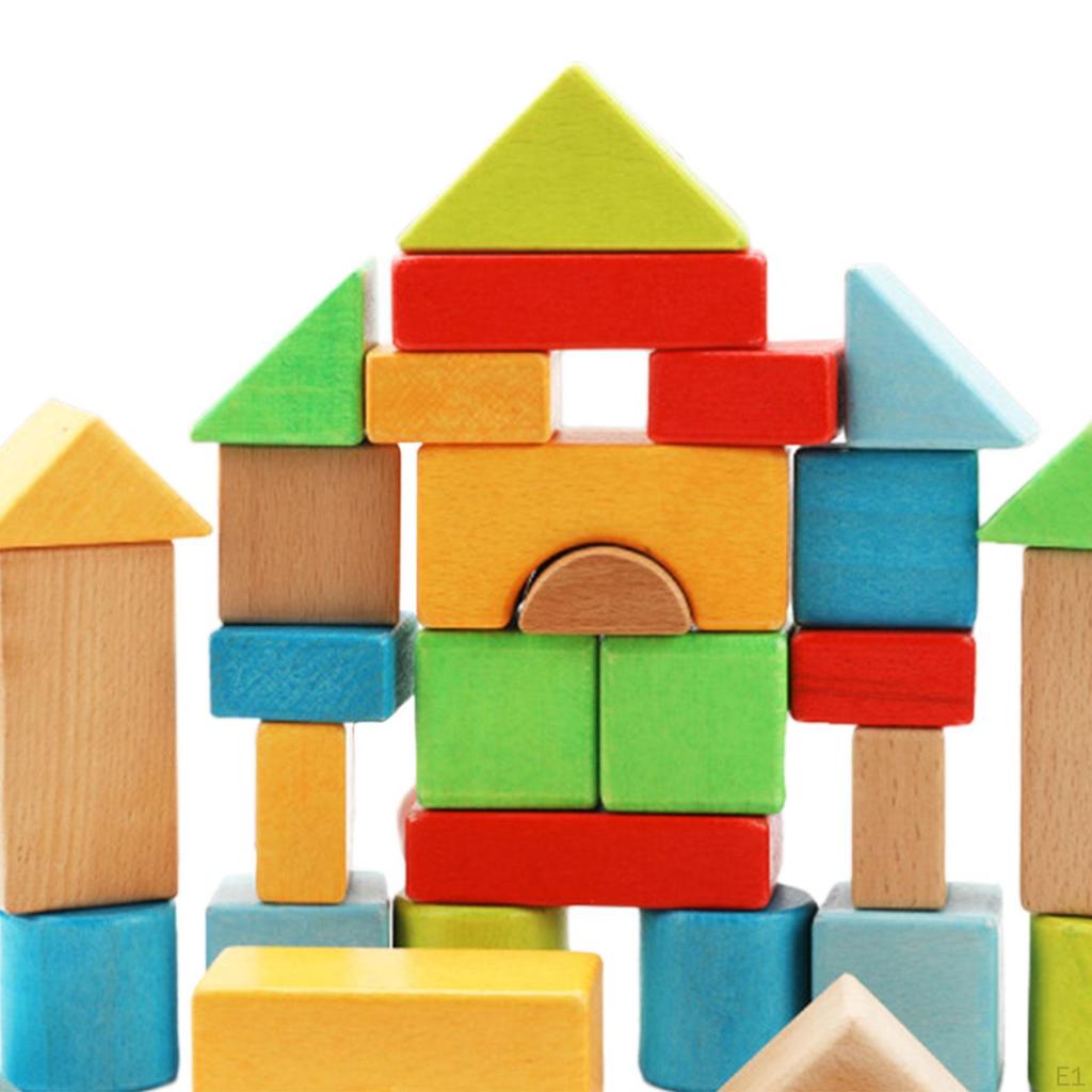 Wooden Blocks Set Montessori Toy Matching Game Stacking Construction Toys for Study