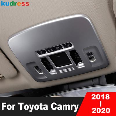 For Toyota Camry 70 2018   Carbon Fiber Car Front Rear Roof Reading Light Lamp Cover Trim Inteiror Molding Accessories