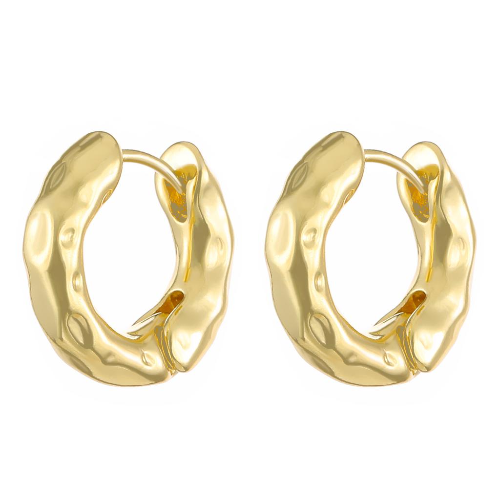 Unregelmäßige Kreisform Mode Kupfer Ohrringe für Damen Schickes Plissee-Design Ohrbügel Creolen 2024 High-End Ästhetik Zirkon