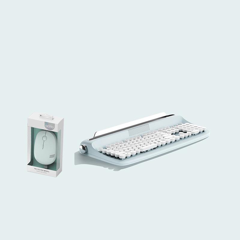 Actto Retro Bluetooth Typewriter-Style Keyboard & Mouse Combo for Business Office (104-Key)