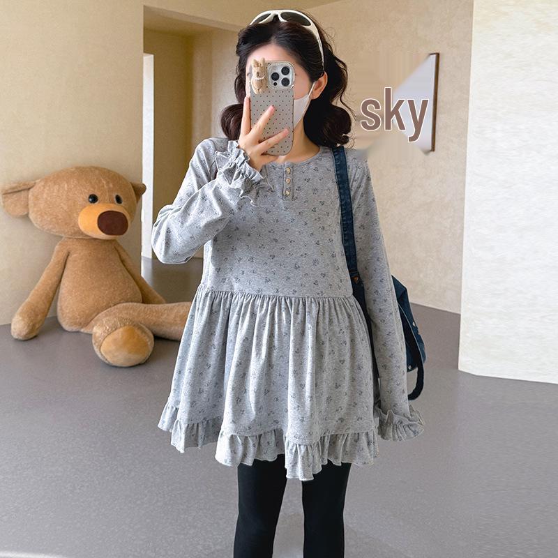 2025 Spring Korean Lace Loose Maternity Shirt Large