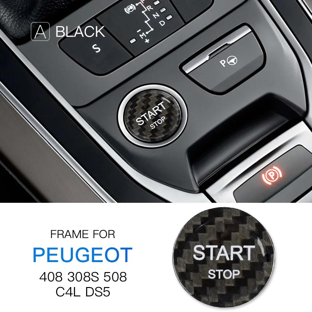 Carbon Fiber Engine Start Button Cover for Peugeot 408 308S 508 C4L DS5 2012-2023 Interior Sticker