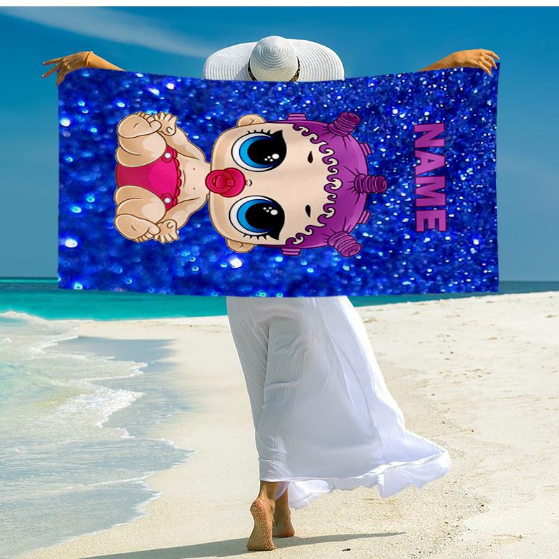 Custom Name Ultra-Soft Beach Towel with LOL Surprise Theme,Ideal for Pool - Camping, Diving - Perfect Travel Essential, Vibrant Beach Towel.