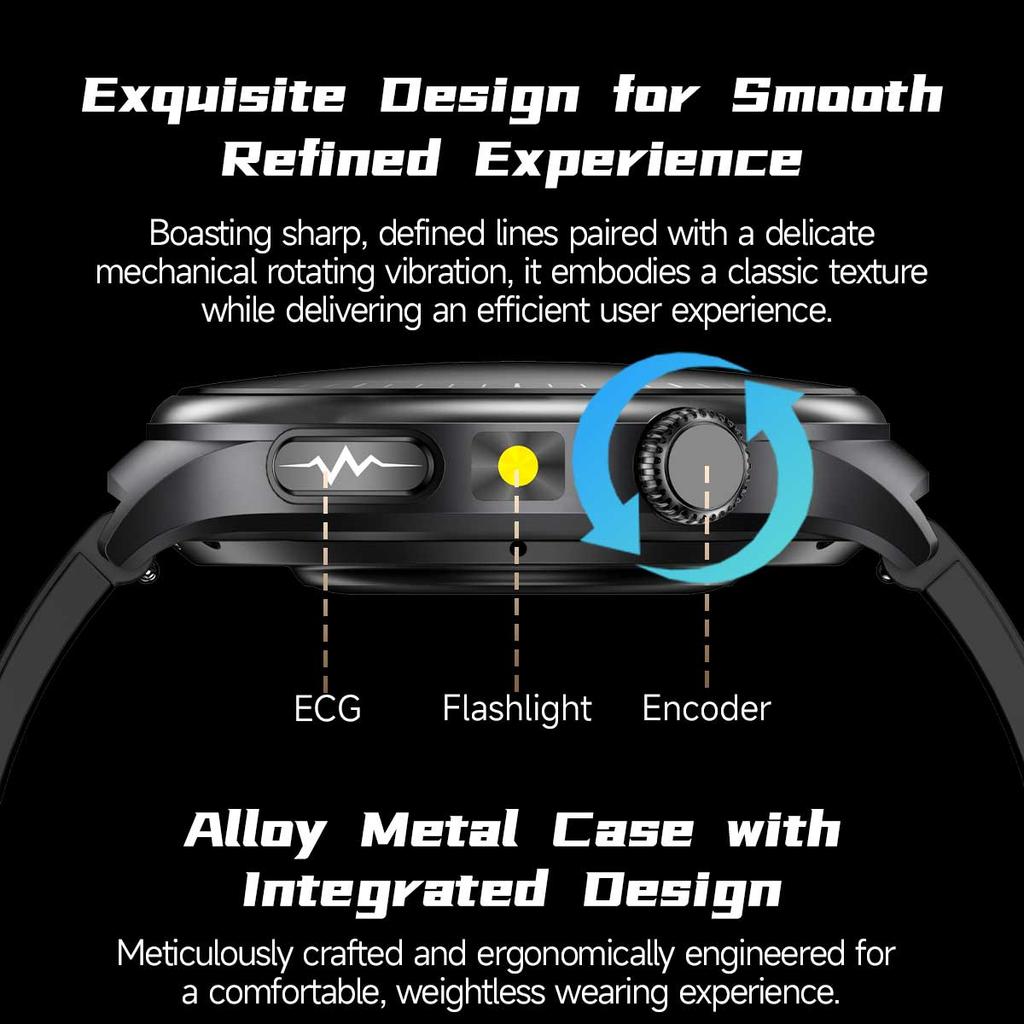 Men Smart Watch AMOLED ECG Health Monitoring Outdoors Flashlight Bluetooth Calling Sports Fitness Tracker TK27 Smartwatch