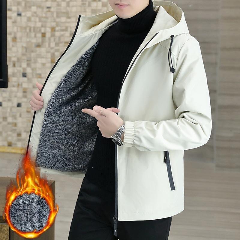 Winter Warm Outerwear for Men Trendy Fleece Jacket Casual Sports Outdoor Windbreaker Top Trench Coat for Men