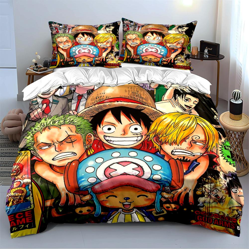 One Piece Anime Bedding Set Bedding Set (1 Duvet Cover, 2 Pillowcases, Duvet Not Included)