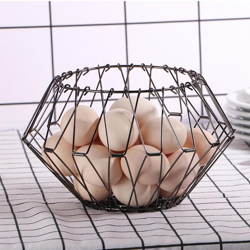 Deformable Fruit Basket Foldable Deformable Wire Drain Basket Vegetable Serving Drain Tray kitchen accessories