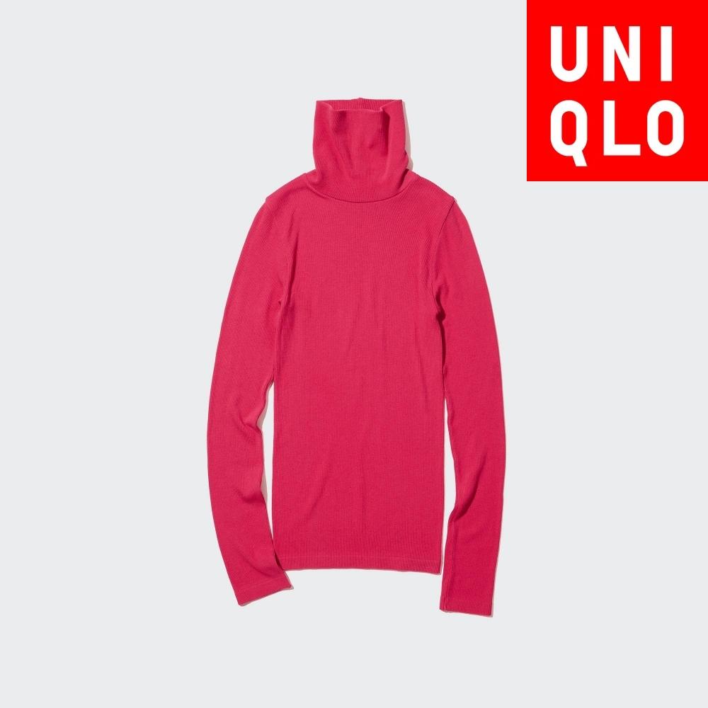 

Uniqlo Japan HeaTTech Бесшовная ребристая водолазка T с длинным рукавом 09 BLACK/S