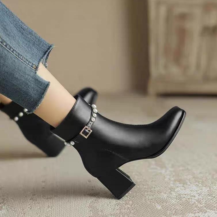 Short Boots Women's 2025 Autumn Internet Celebrity New Low Tube Elastic Thin Women's Boots Thick Heel British Fashion Martin Boots