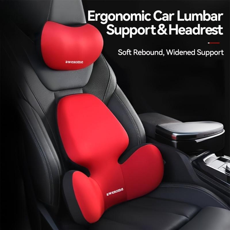 Must-Have for Driving Comfort! Premium Memory Foam Lumbar Support Cushion - Ergonomic Back Pillow for Car Seat with Removable Breathable Cover