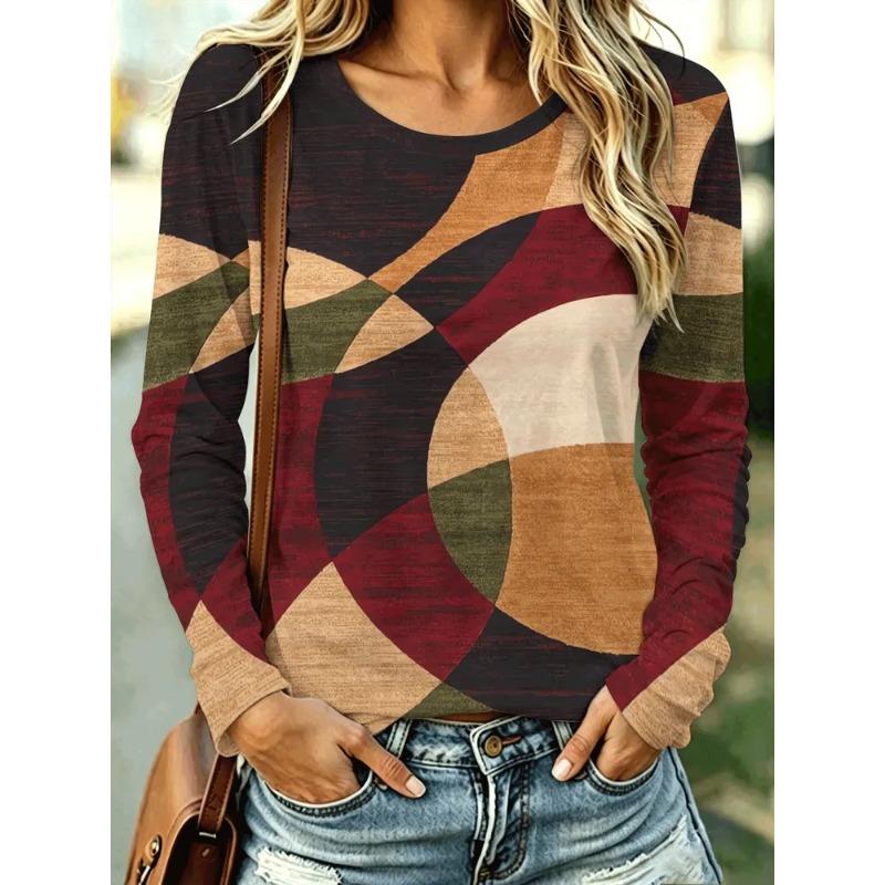 Autumn Women's 3D Printed Crew Neck Long Sleeve T-Shirt
