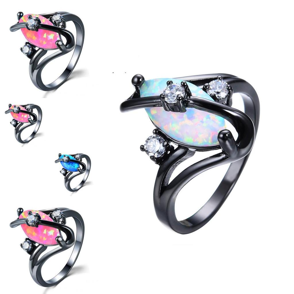 Wish Black Gold Oval Cz Ring With Water Drop Shape For Womens Fashion Accessory