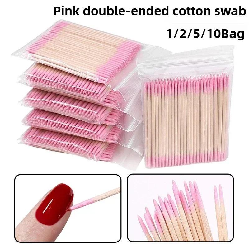 Nails Wood Cotton Swab Clean Sticks Bud Tip Wooden Cotton Head Manicure Detail Corrector Nail Polish Remover Art Tool