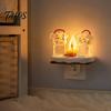 Warm Twinkling Christmas Decor Night Light, Santa Claus Grandma Bonfire Resin LED Lamp Holiday Nursery for Bedroom, Plug-in Festive Ambient