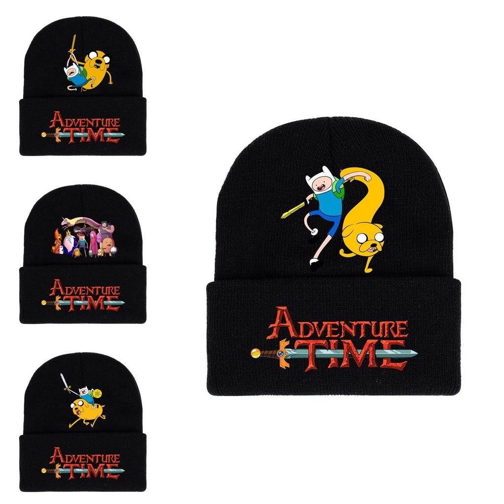 Adventure Time Cartoon Print Acrylic Knit Hat Winter Warm Unisex Beanie For Adults Teens