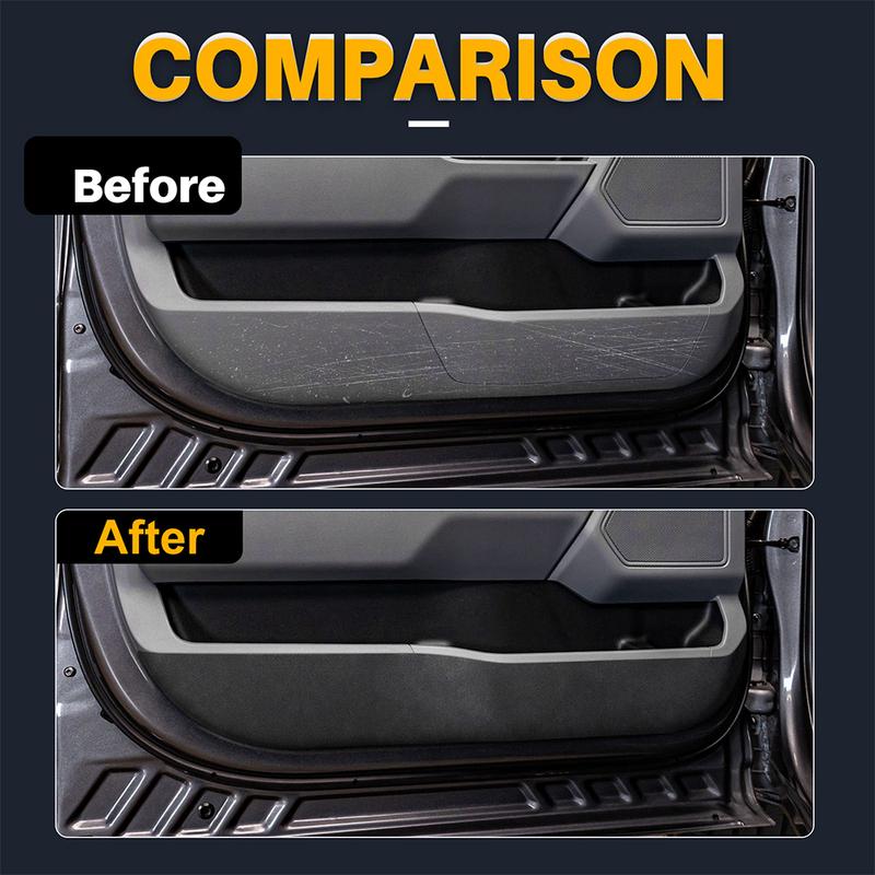 Door Anti-Kick Pad For Ford F-150 2021 2022 2023 2024 2025 LHD RHD Car Leather Carbon Mat Trim Accessories.