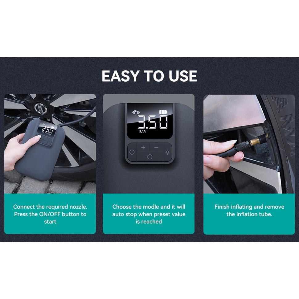 Electric Air Pump, Digital Battery Compressor, 5000 MAh, 4 Modes, 150 PSI Mini Tire Inflator, Portable Pump with LED Light for Car Motorcycle Bicycles