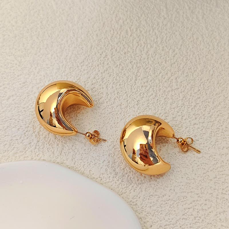 Geometry Irregular Smooth Metal Ear Buckle Earrings for Women Girls Vintage Fashion Gold Color Oval Earrings Punk Zircon Set