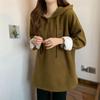Women's Double-Sided Fleece Hooded Button-Up Loose Long-Sleeve T-Shirt, Slimming Trendy Top - Autumn/Winter 2025