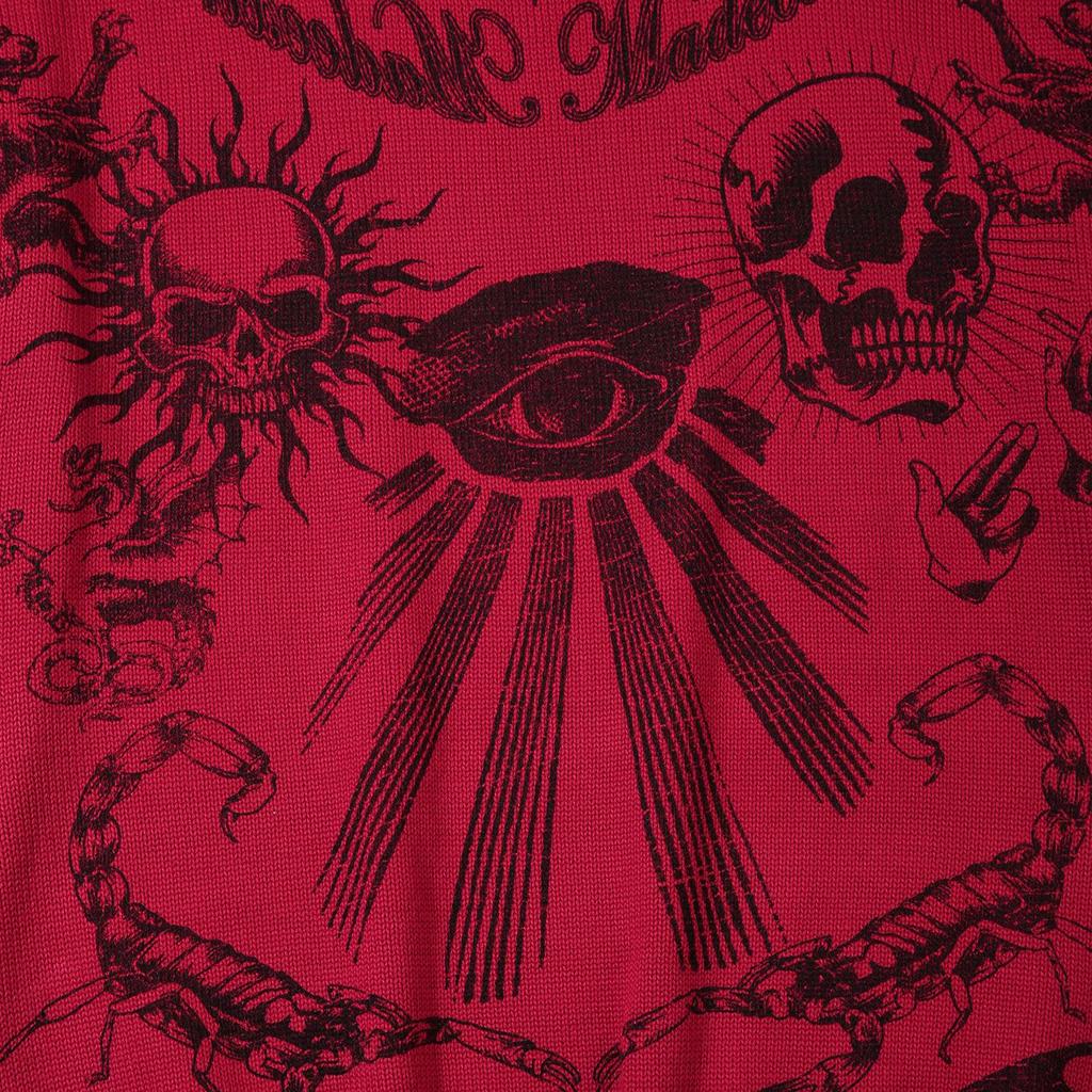 Sweter unisex, rozdarty sweter z nadrukiem skorpiona w kolorze różowych oczu