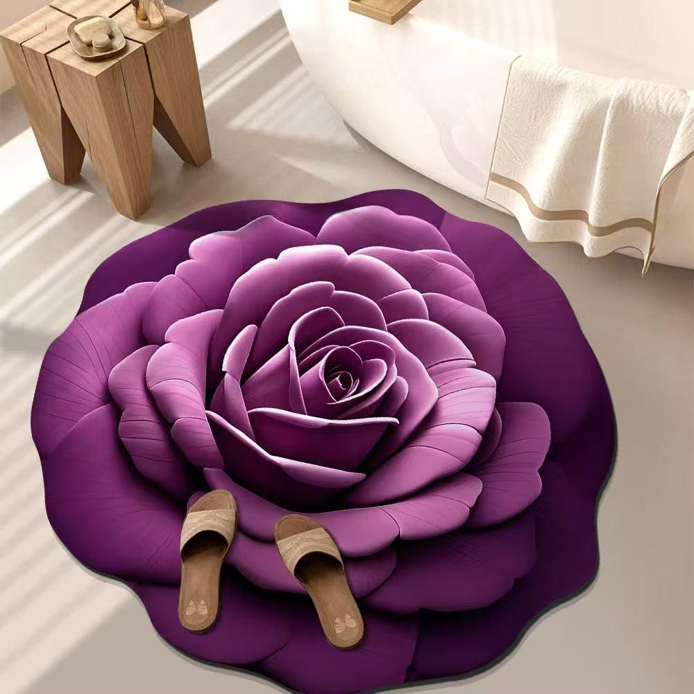 Soft Bathroom Floor Mat Peony Door Gasket New Coral Carpet  Living Room Tea Table Bedside