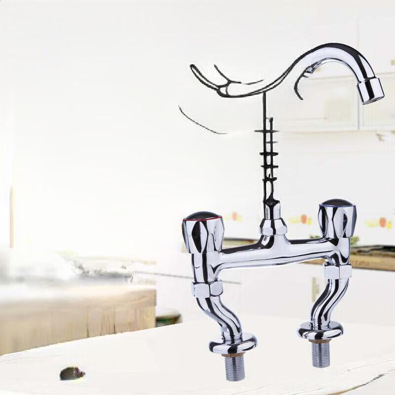 TLXT Hotel Double Handle Kitchen Sink Faucet