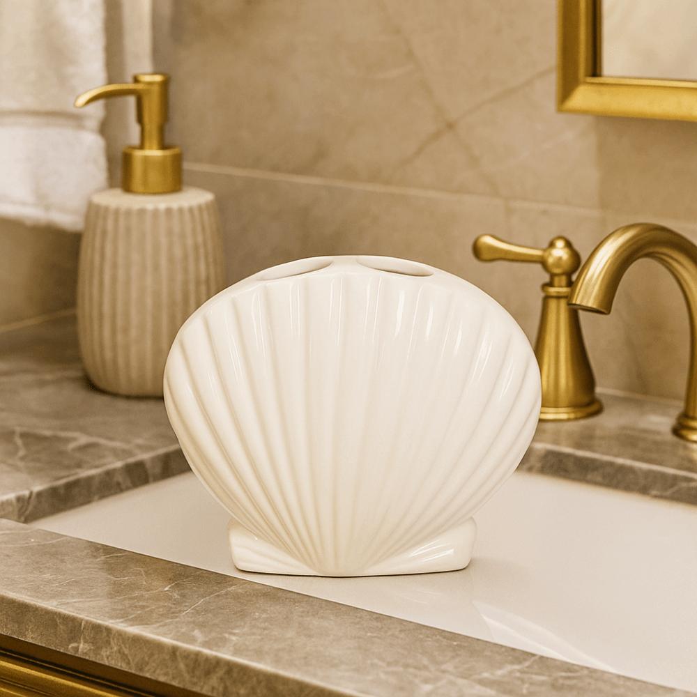 Ceramiczny uchwyt na szczoteczki do zębów w kształcie muszli Kreskówkowy stojak do przechowywania w łazience Pokój dziecięcy