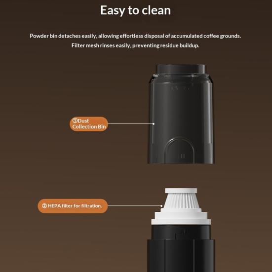 Portable Coffee Powder Vacuum Cleaners, Desktop Vacuum Cleaner, Cordless Handheld Dust Collector, Powerful Suction with Brush Head for Kitchen Office