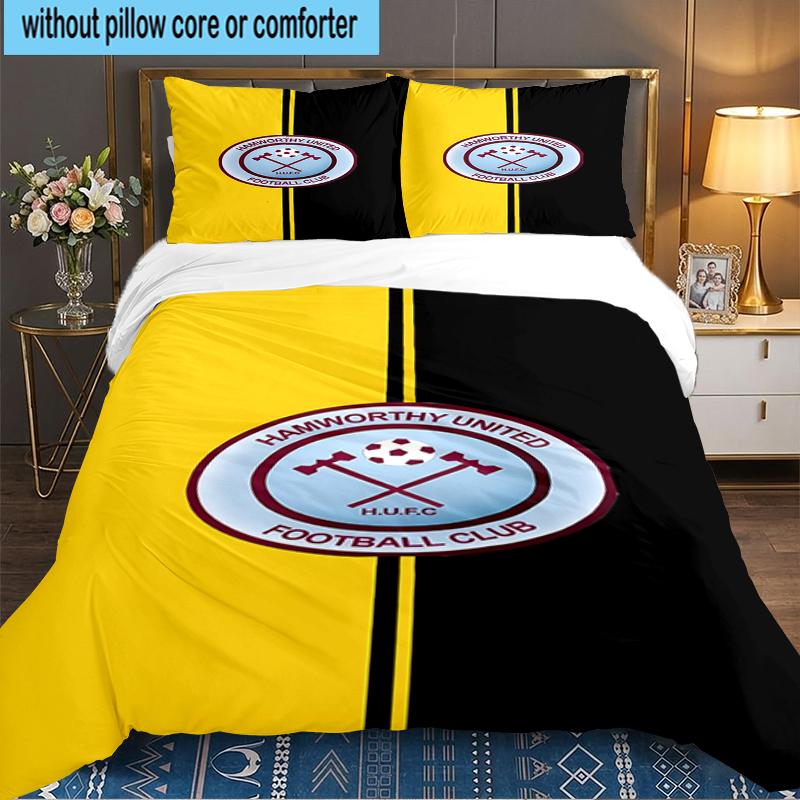 3PCS Football Club Ham-worthy Homes Bedding set,Ideal For1pc Duvet Cover And 2pcs Pillowcases Perfect for Christmas,Ideal for Bedroom, Dormitory