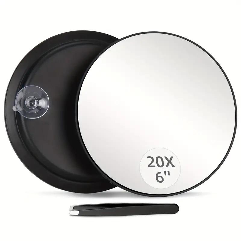 Handheld 6-inch Makeup Mirror with 10x, 20x, 30x Magnification and 360° Rotating Bracket