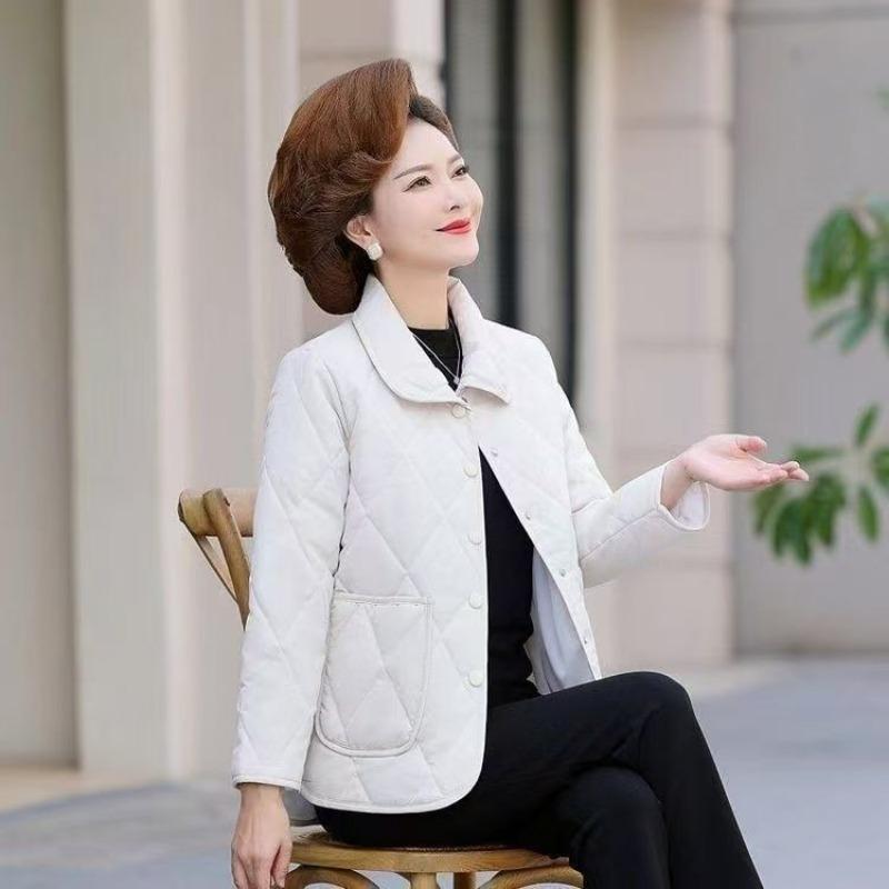 Spring and Autumn New Women's Lightweight Cotton Jacket Women's Short Solid Color Lapel Versatile Jacket