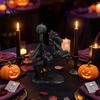 Unique Dark Atmosphere Ornaments Headless Horseman Holding Pumpkin Statue, Matte Black Halloween Resin Figurine, Spooky Table Centerpiece Gothic