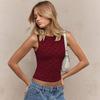 Women's summer new fashion polka dot printing slim round neck sleeveless top women's wholesale